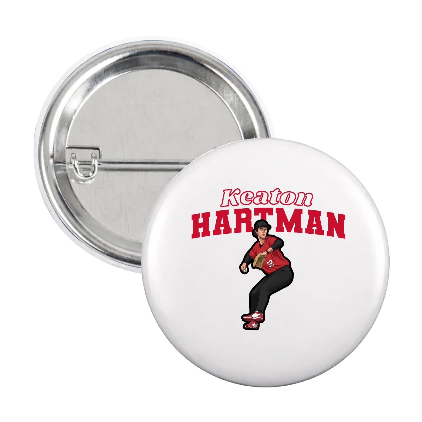 Game Day Button — Name Arch in White