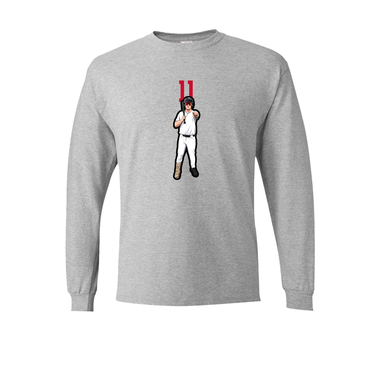 Long Sleeve Tee — Number Top in Grey