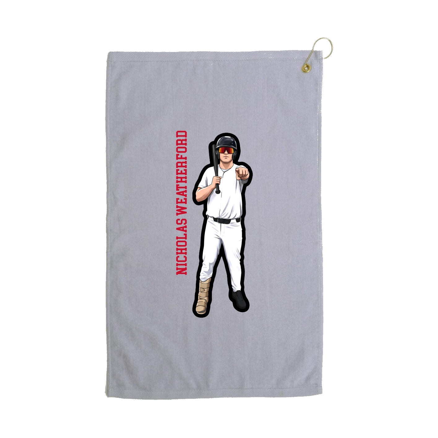 Golf Towel — Name Vertical in Grey
