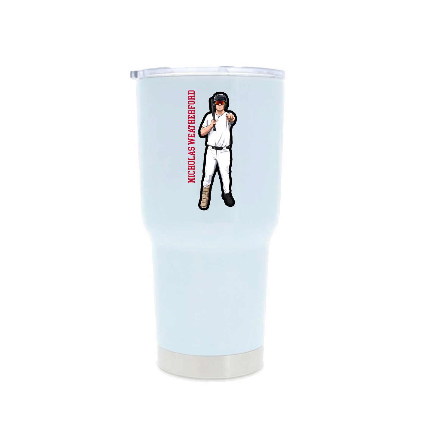 30oz Stainless Steel Tumbler — Name Vertical in White