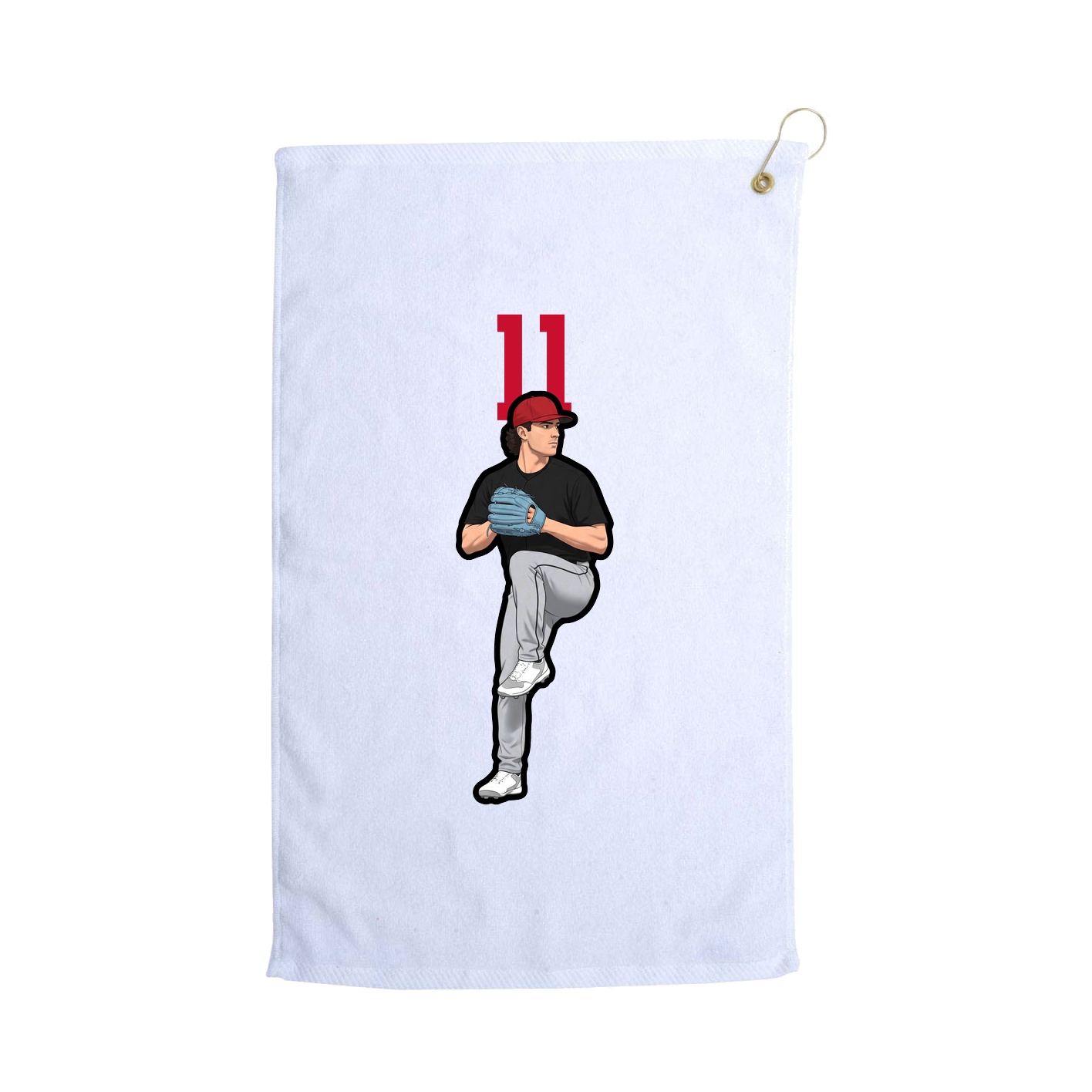 Golf Towel — Number Top in White
