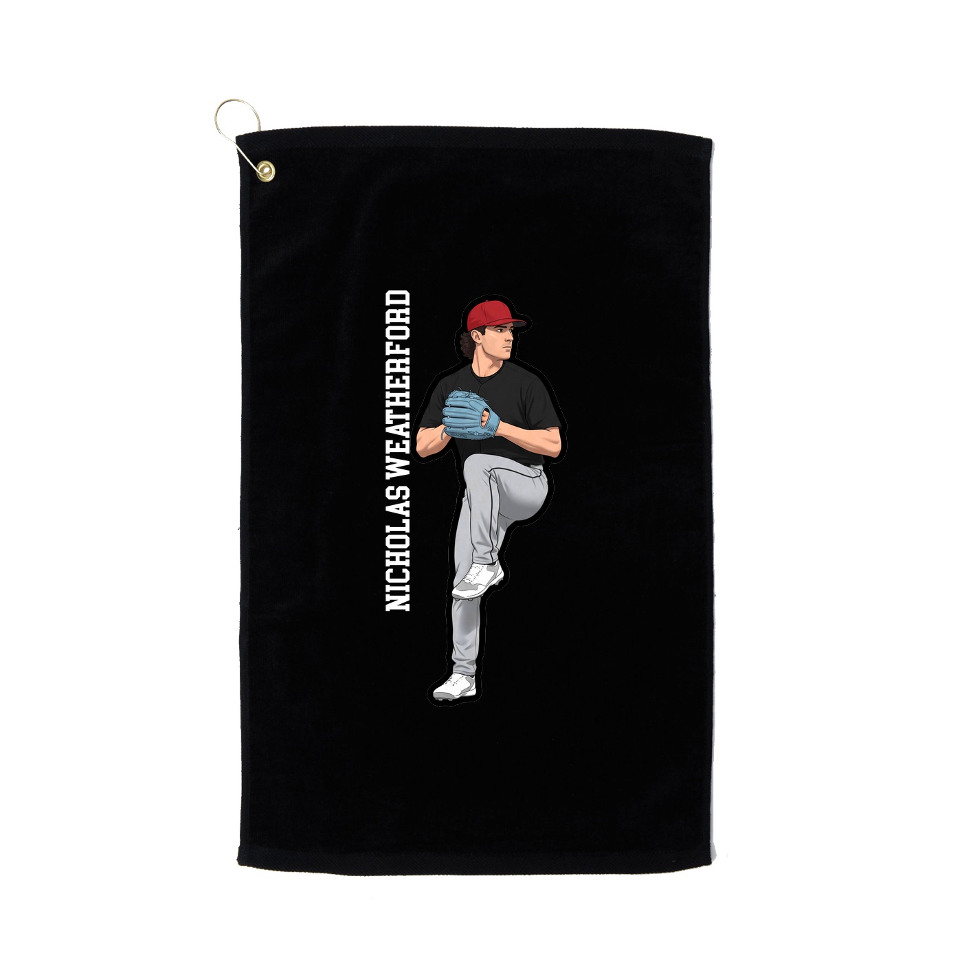 Golf Towel — Name Vertical in Black