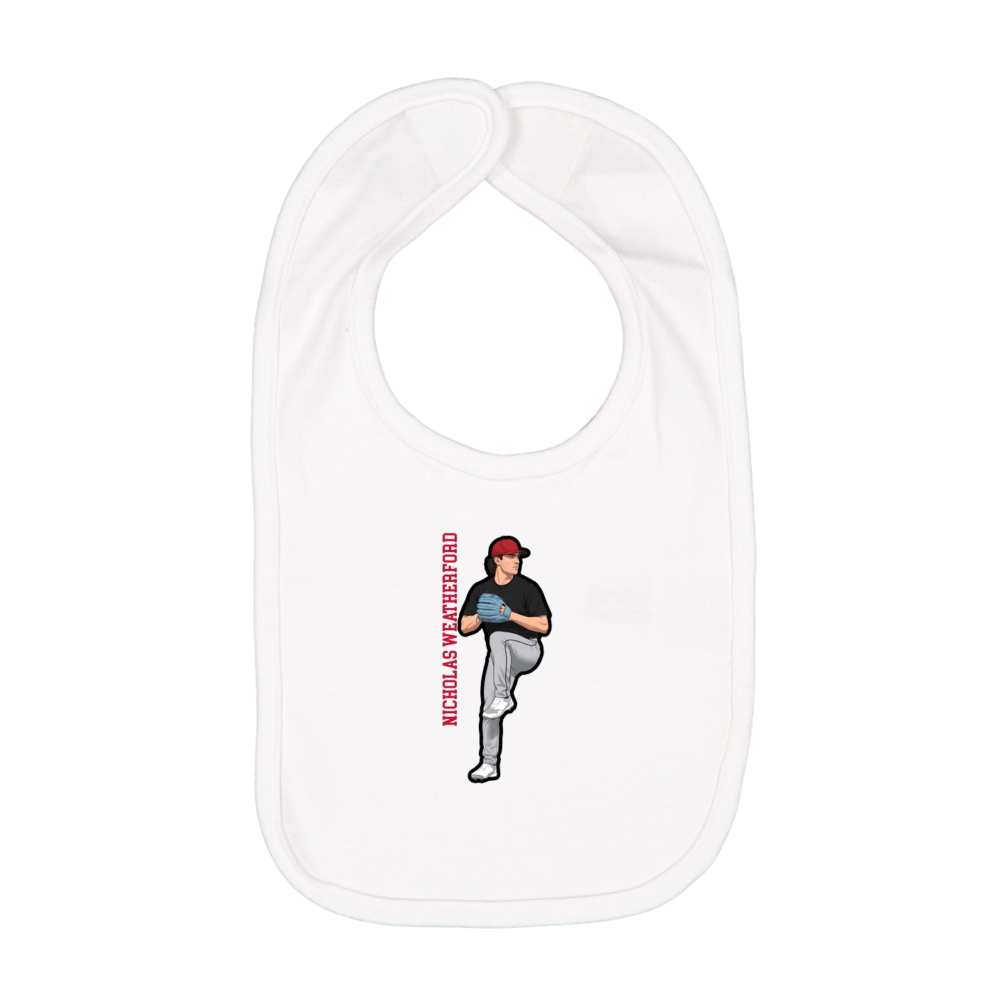 Infant Bib — Name Vertical in White