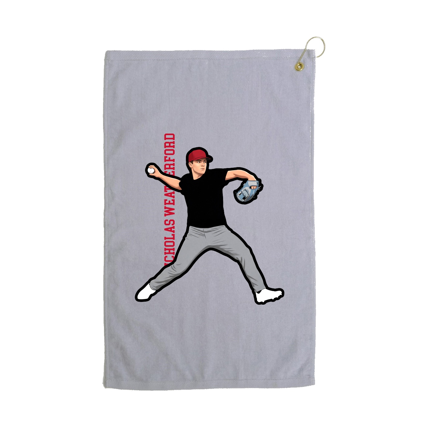 Golf Towel — Name Vertical in Grey