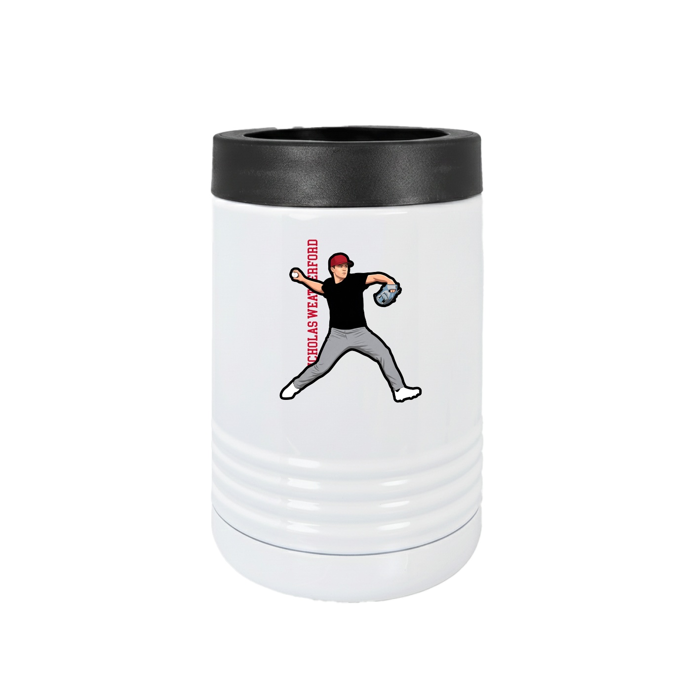 Beverage Holder — Name Vertical in White