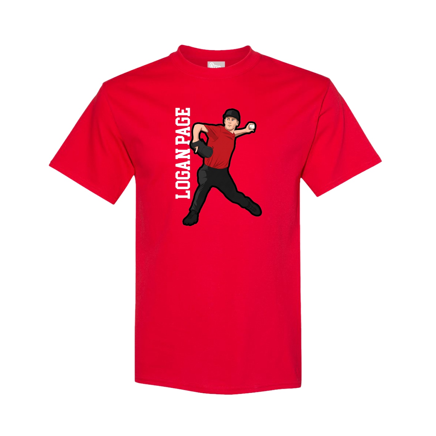 Tee — Name Vertical in Red