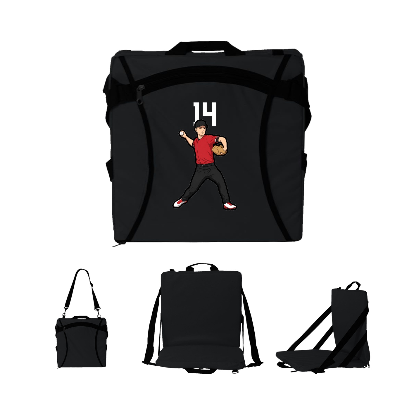 Folding Stadium Seat — Number Top in Black