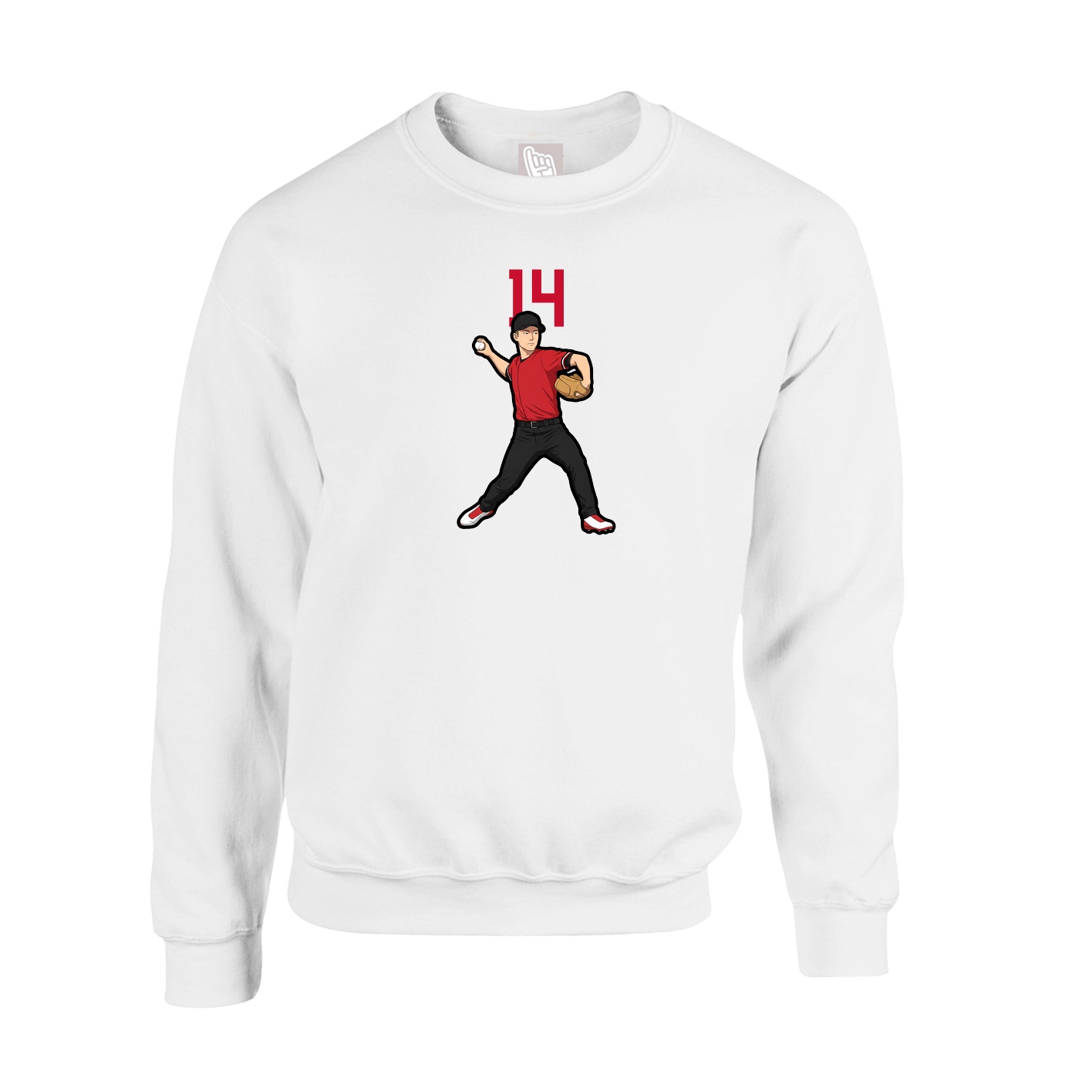 Fleece Crew — Number Top in White