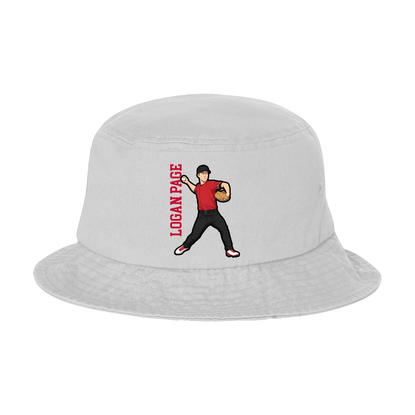 Bucket Cap — Name Vertical in White