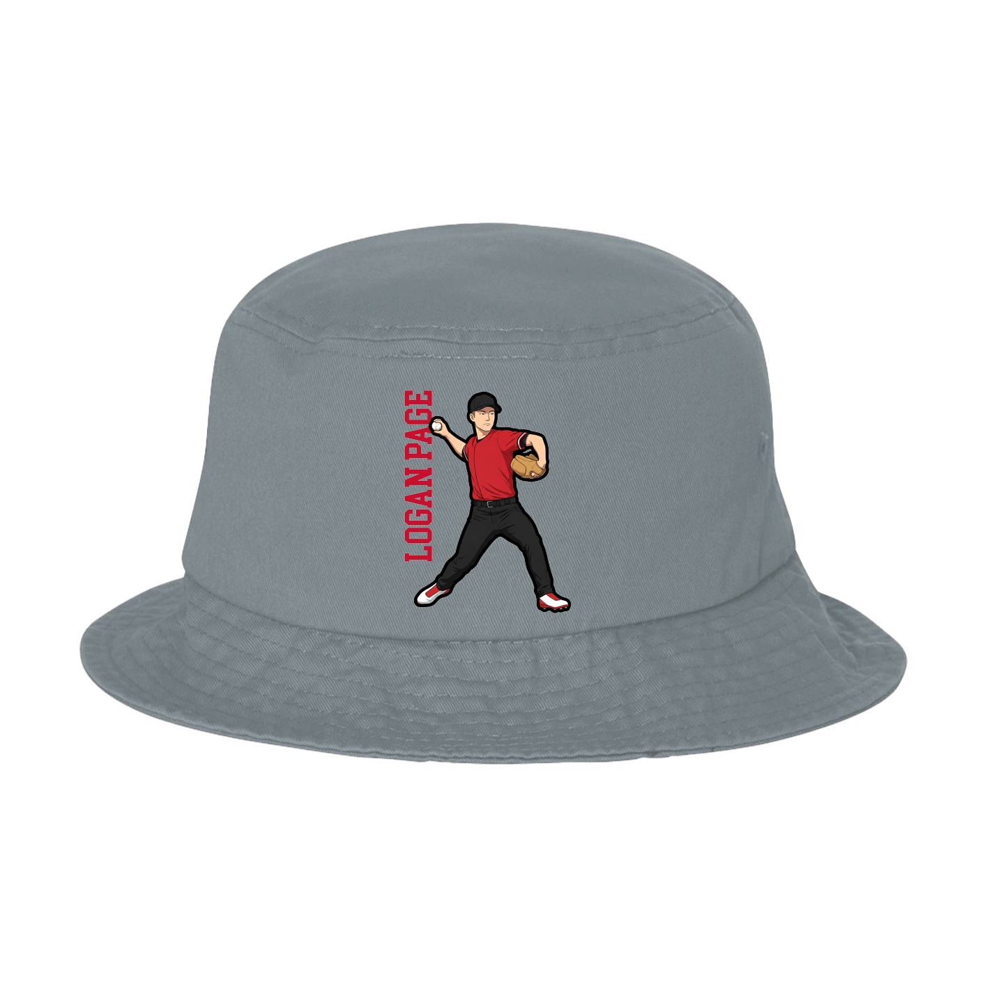 Bucket Cap — Name Vertical in Grey