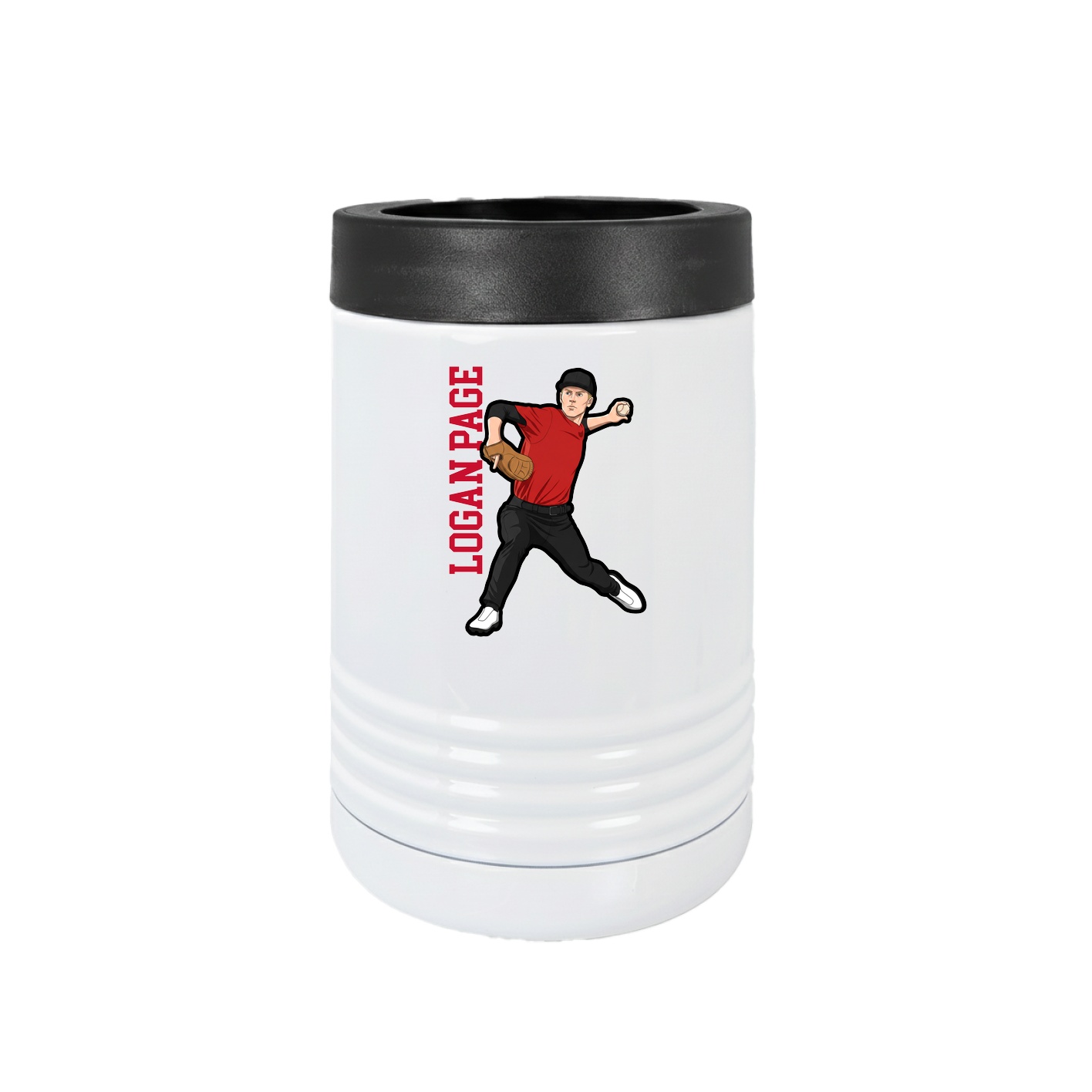 Beverage Holder — Name Vertical in White
