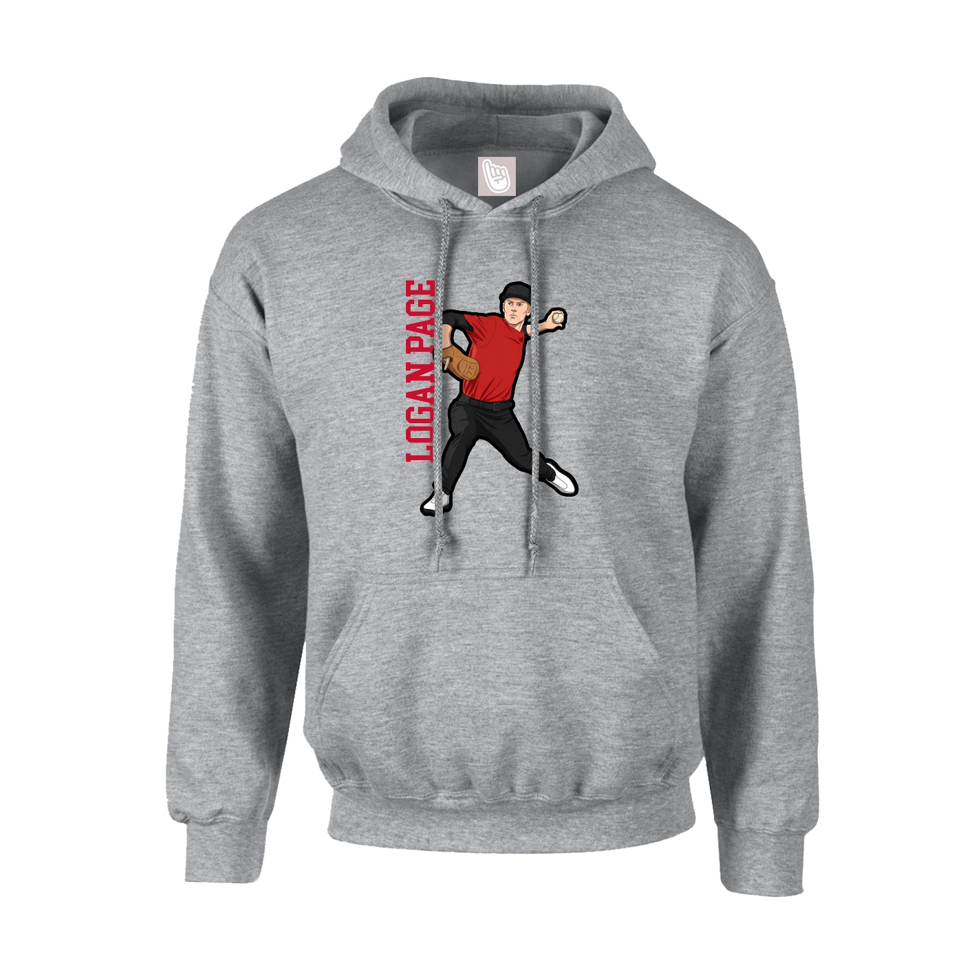Youth Hoodie — Name Vertical in Grey