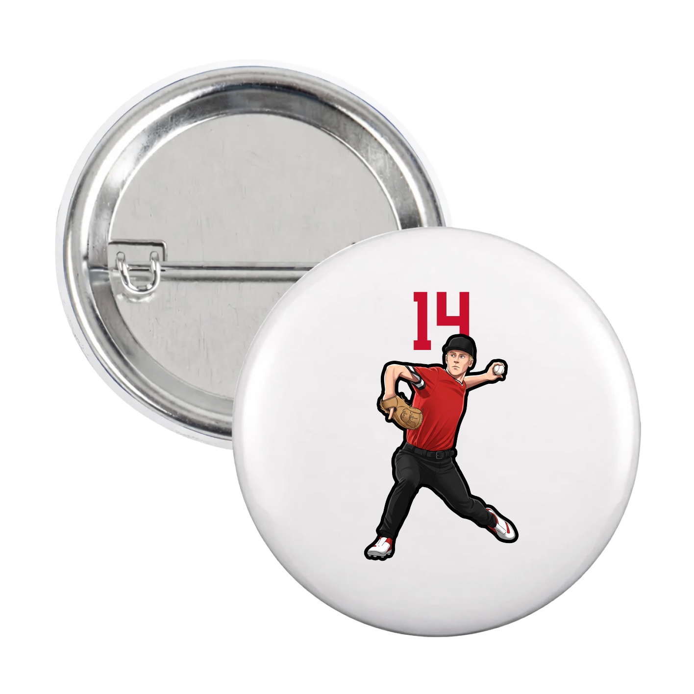 Game Day Button — Number Top in White
