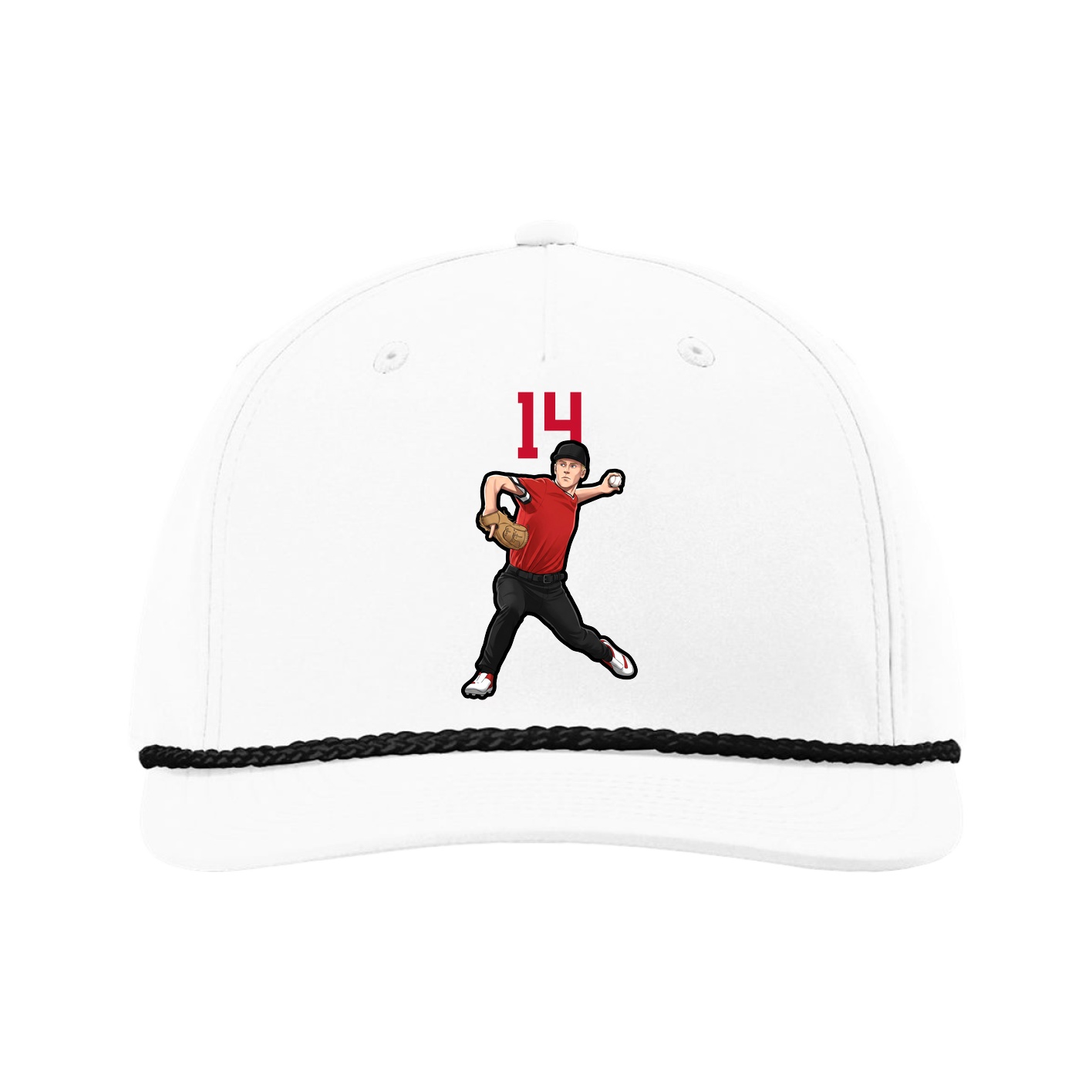 Five-Panel Classic Rope Cap — Number Top in White