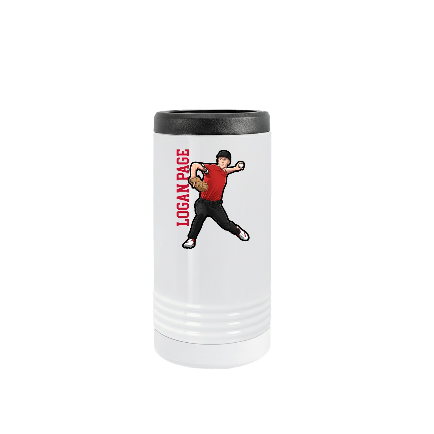 Slim Beverage Holder — Name Vertical in White