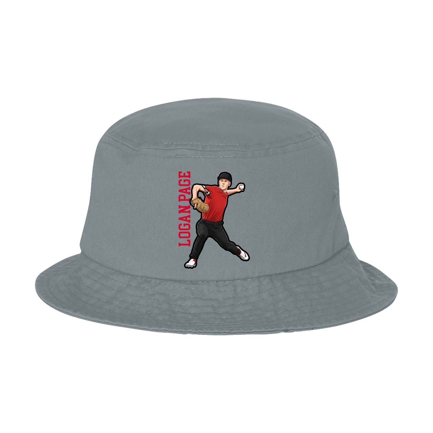 Bucket Cap — Name Vertical in Grey