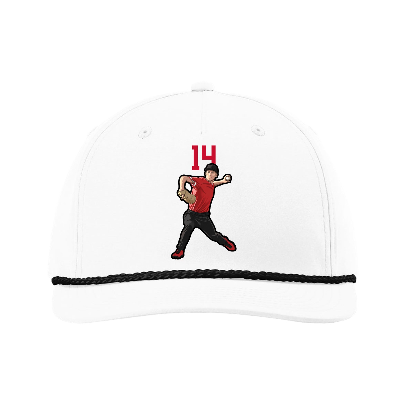 Five-Panel Classic Rope Cap — Number Top in White