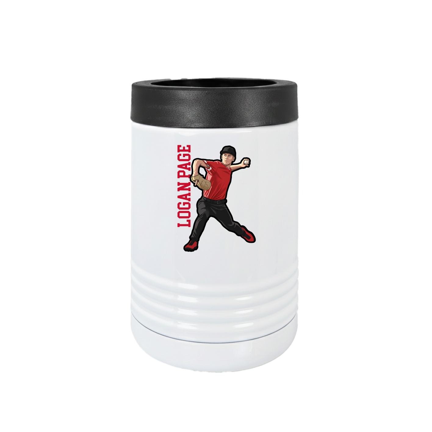 Beverage Holder — Name Vertical in White