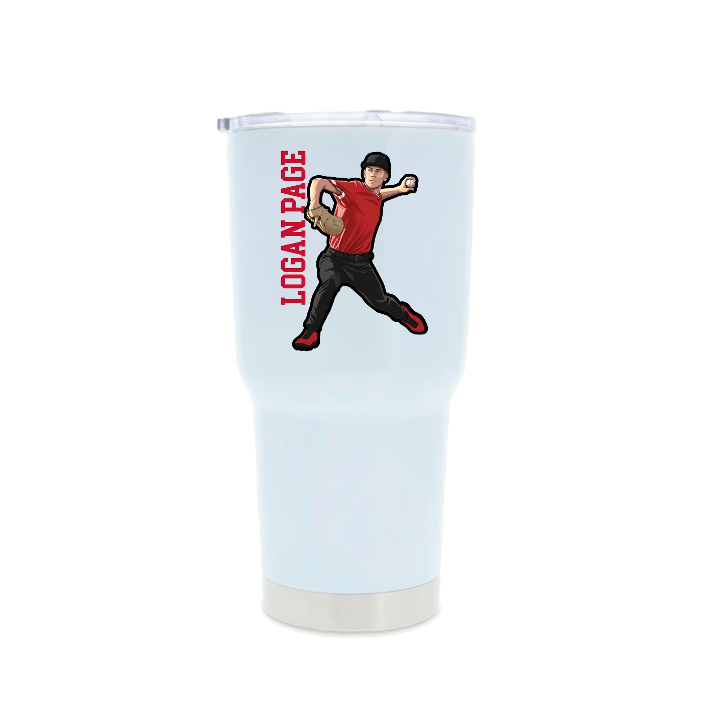 30oz Stainless Steel Tumbler — Name Vertical in White