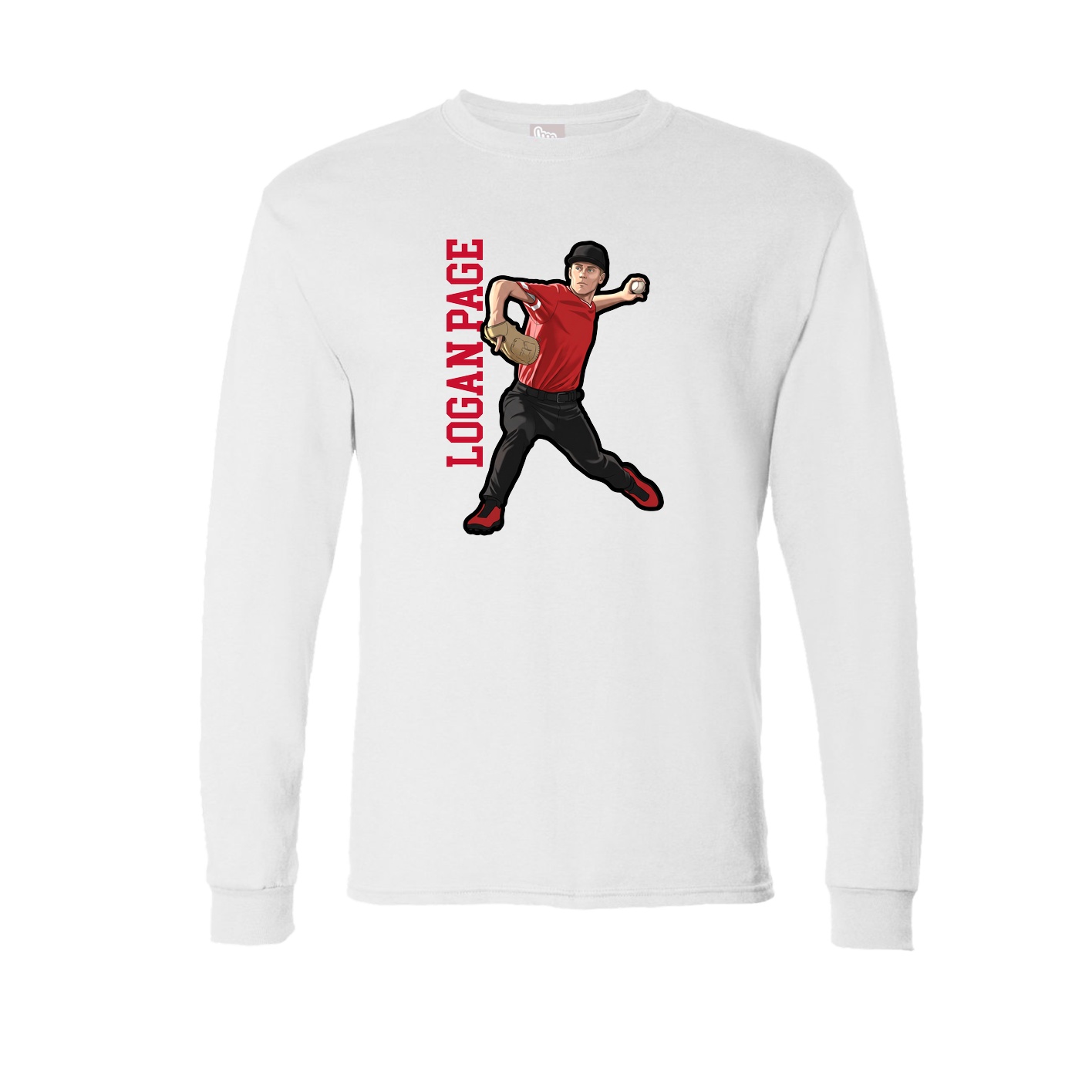 Long Sleeve Tee — Name Vertical in White