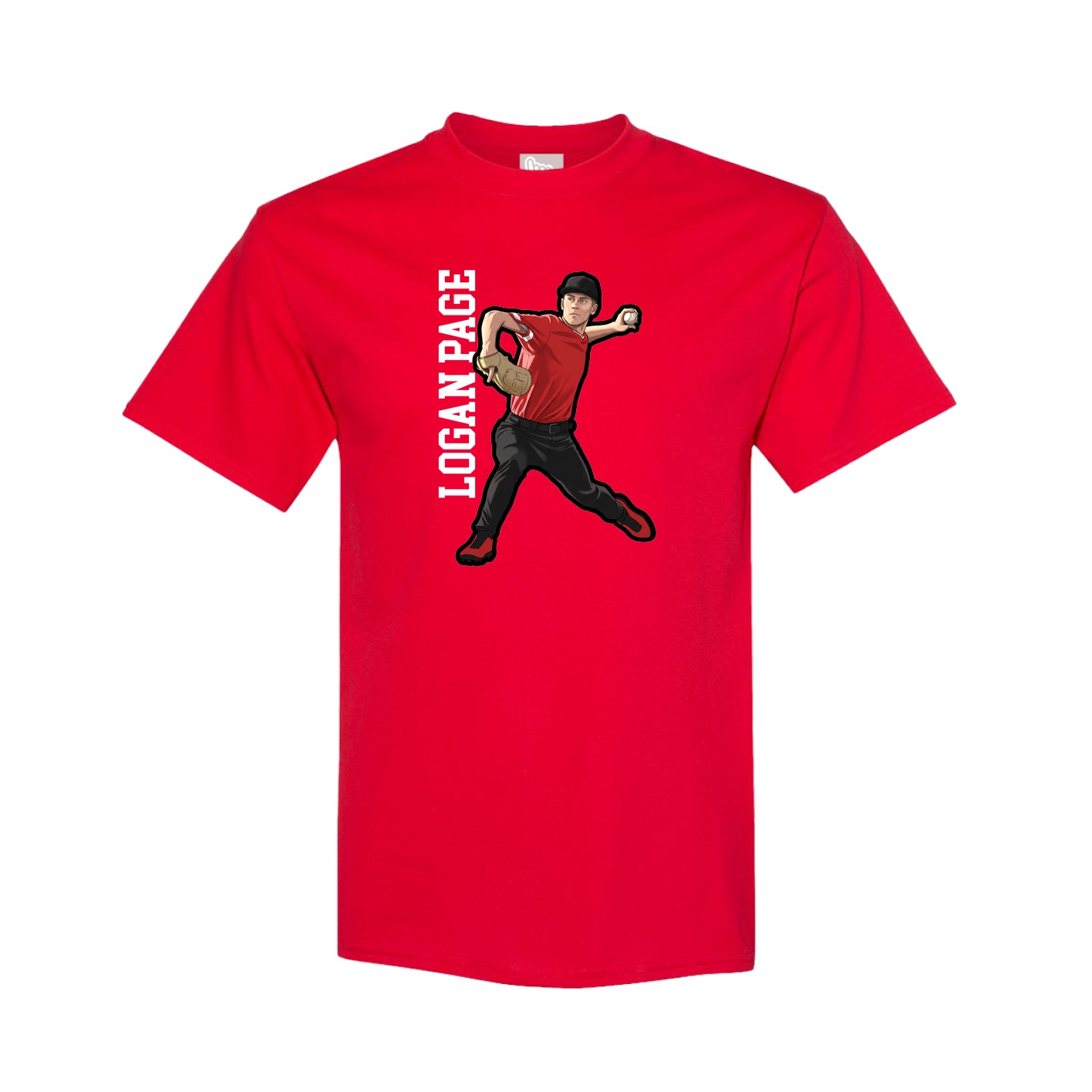 Youth Tee — Name Vertical in Red