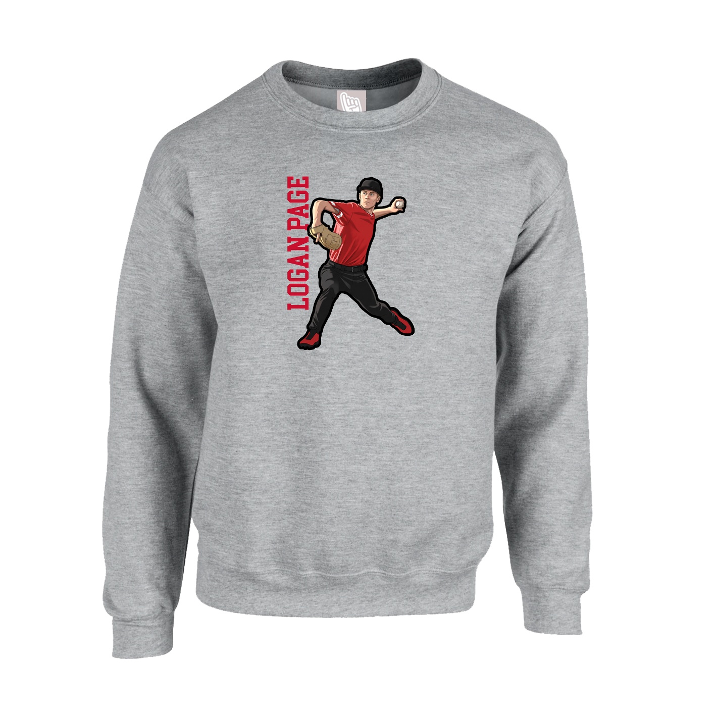 Fleece Crew — Name Vertical in Grey