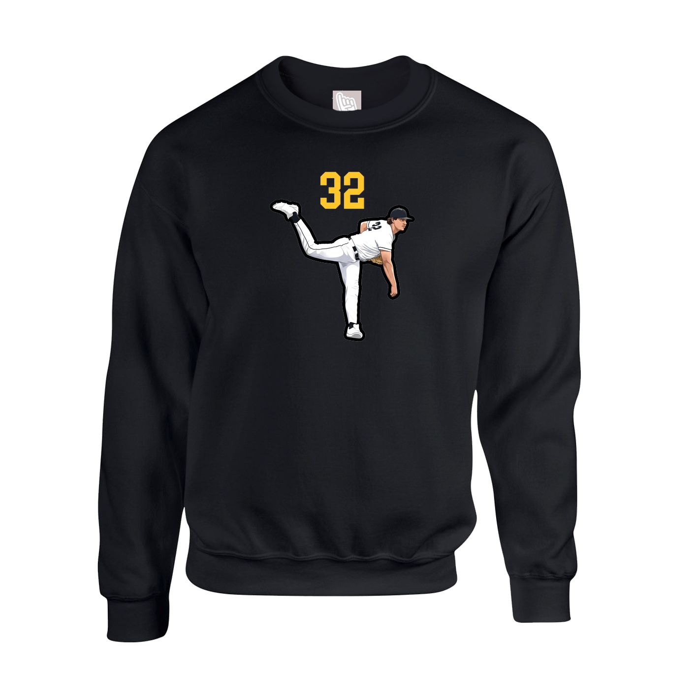 Fleece Crew — Number Top in Black