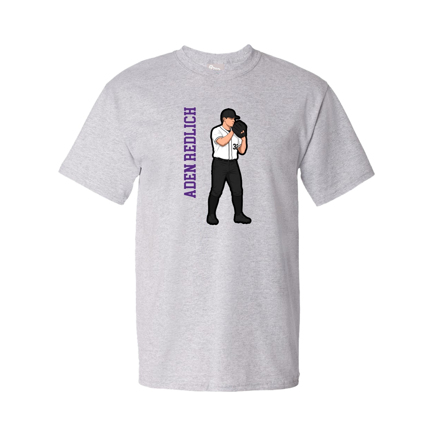 Youth Tee — Name Vertical in Grey