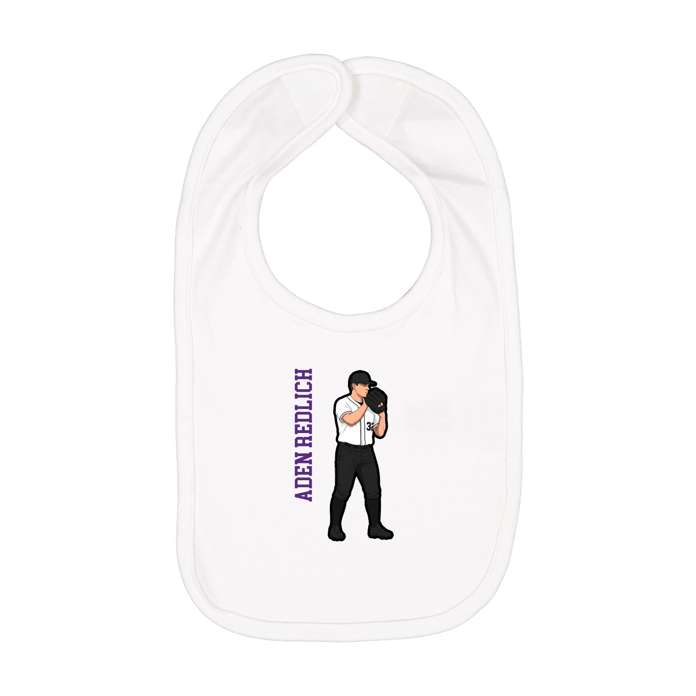 Infant Bib — Name Vertical in White