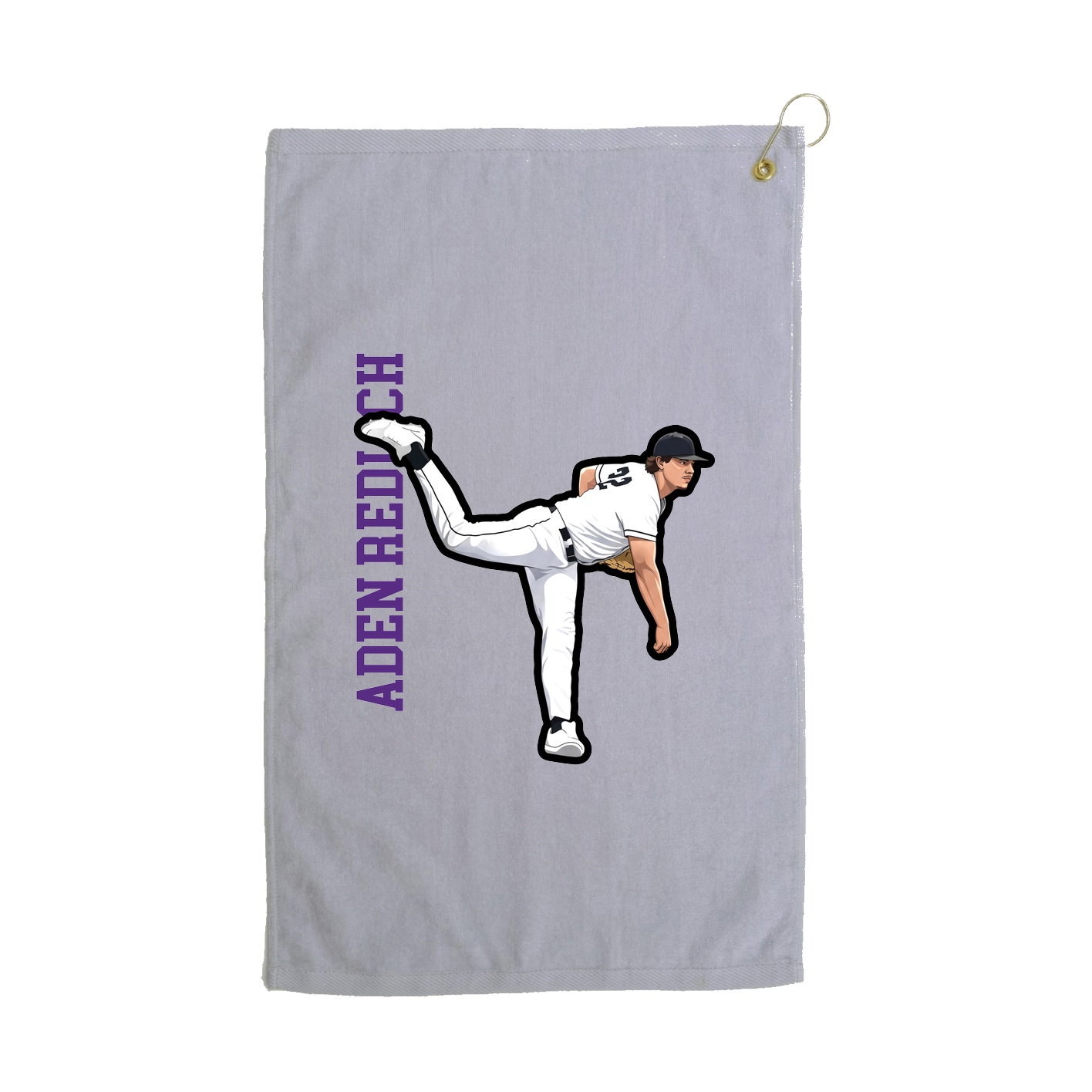 Golf Towel — Name Vertical in Grey