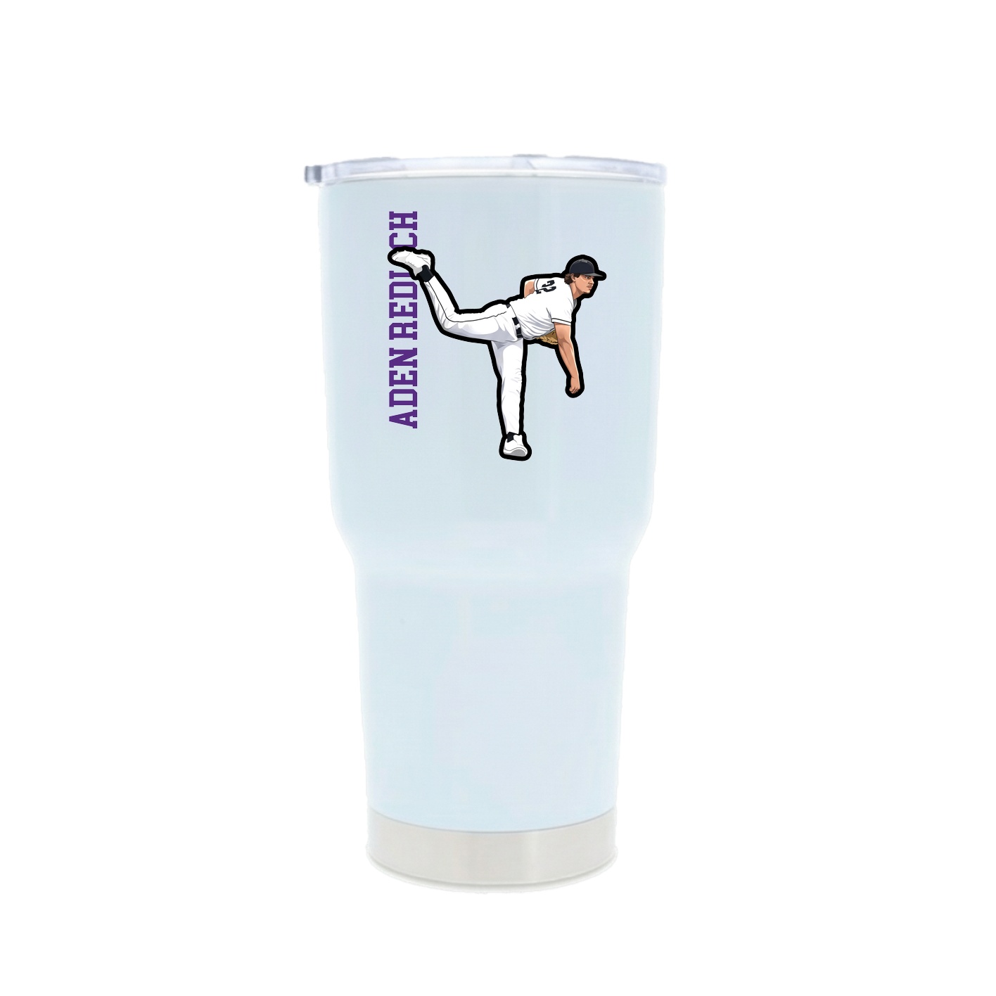 30oz Stainless Steel Tumbler — Name Vertical in White