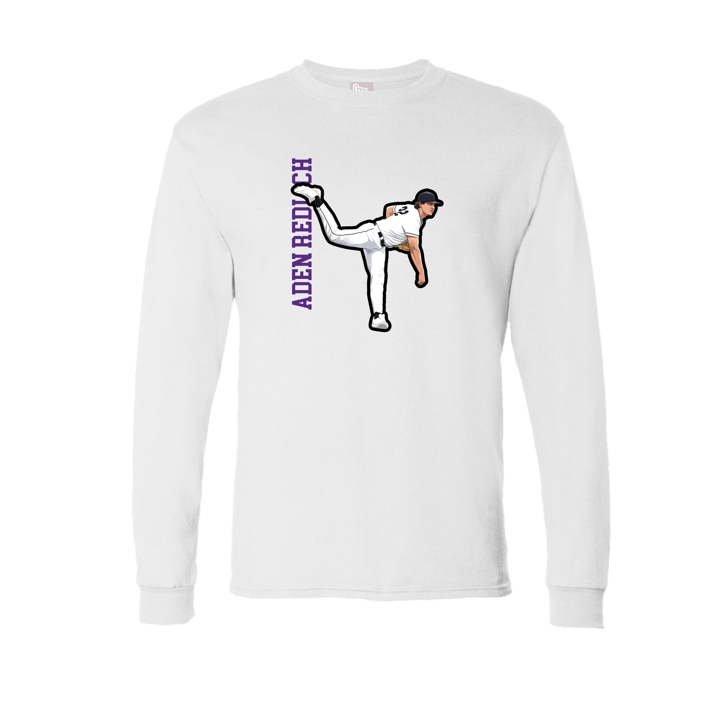 Long Sleeve Tee — Name Vertical in White