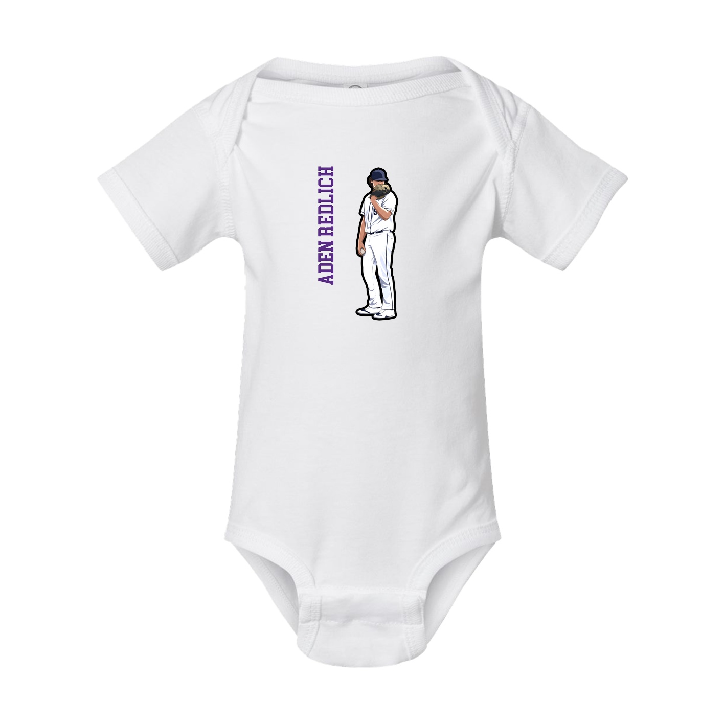 Baby Onesie — Name Vertical in White