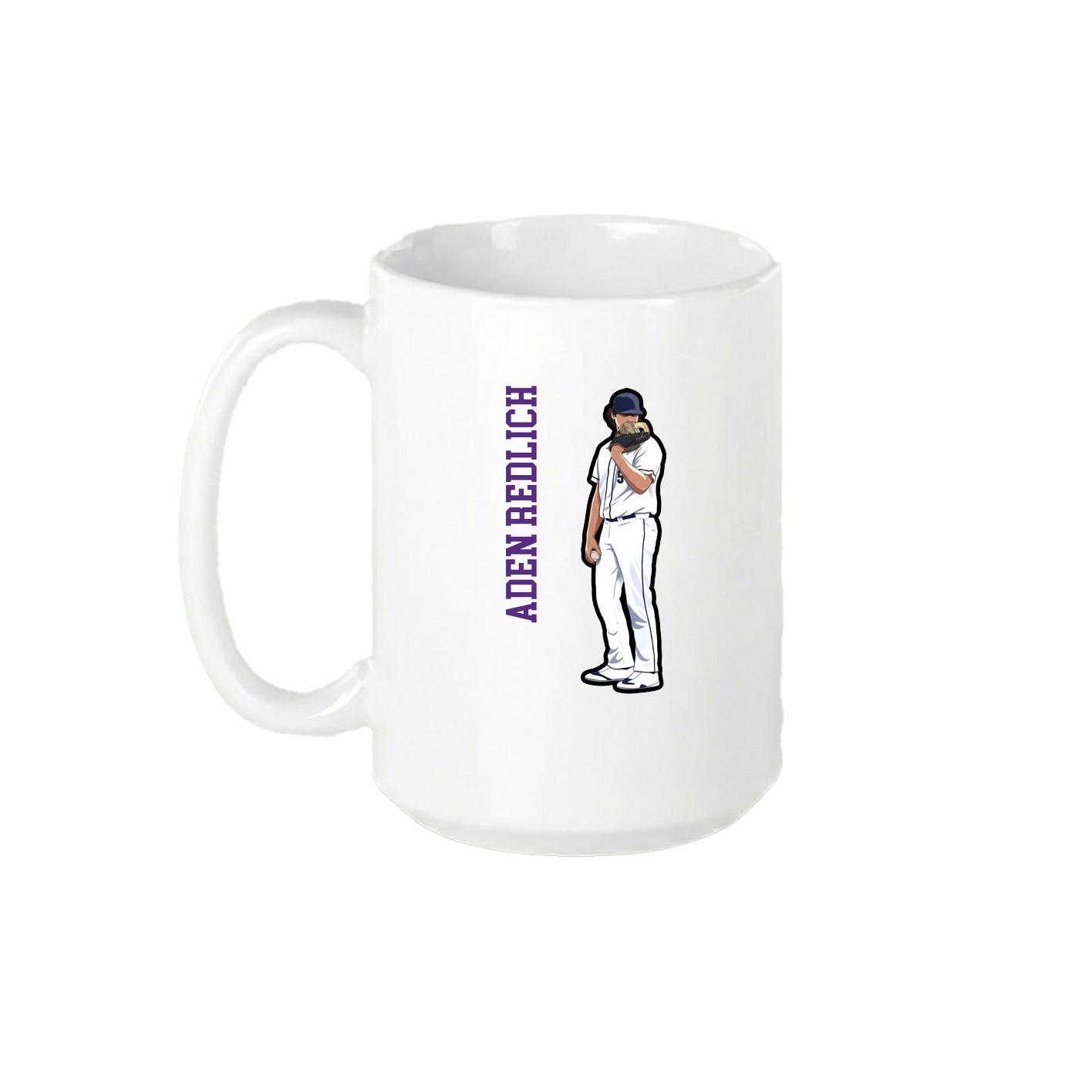15oz Coffee Mug — Name Vertical in White