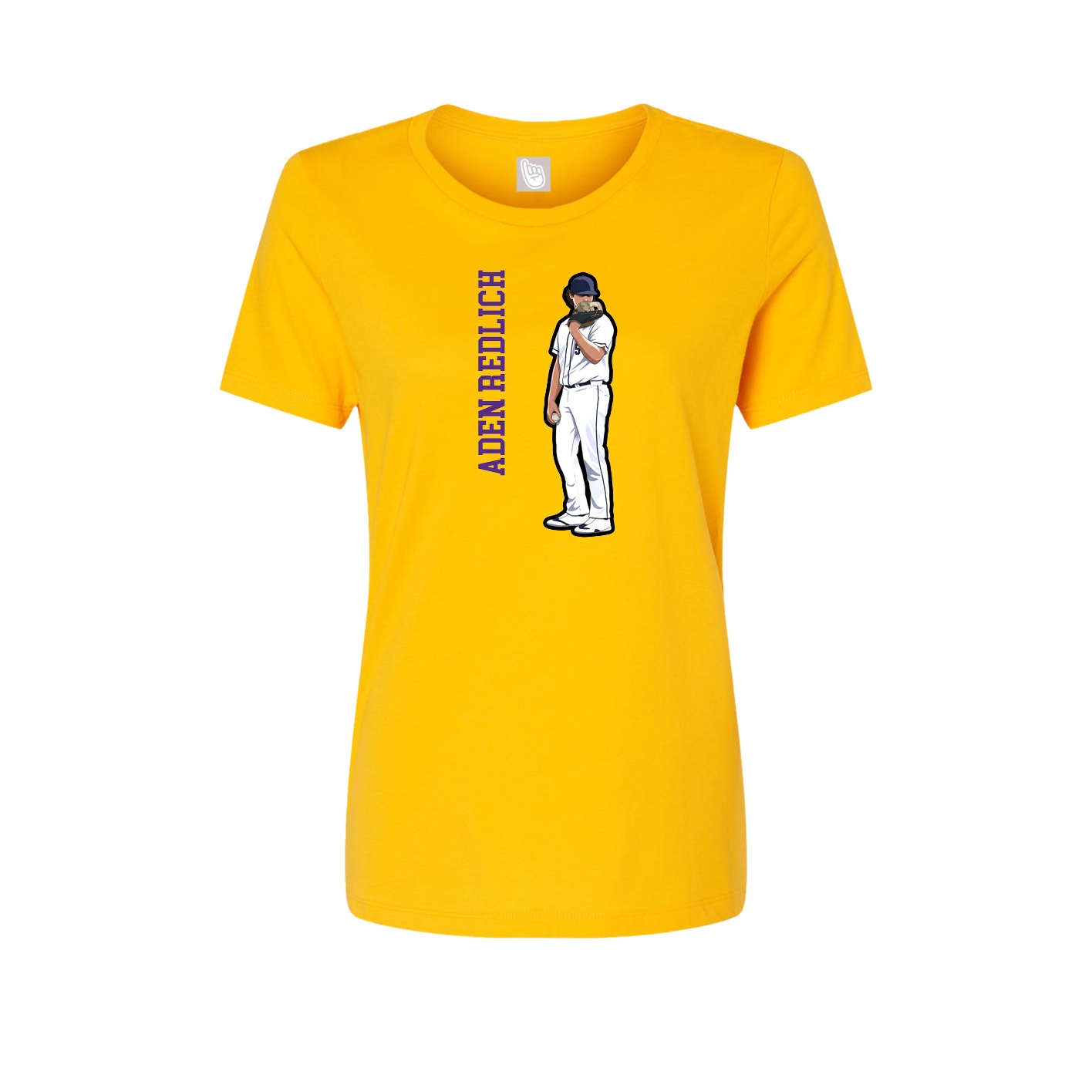 Fitted Women's Tee — Name Vertical in Gold