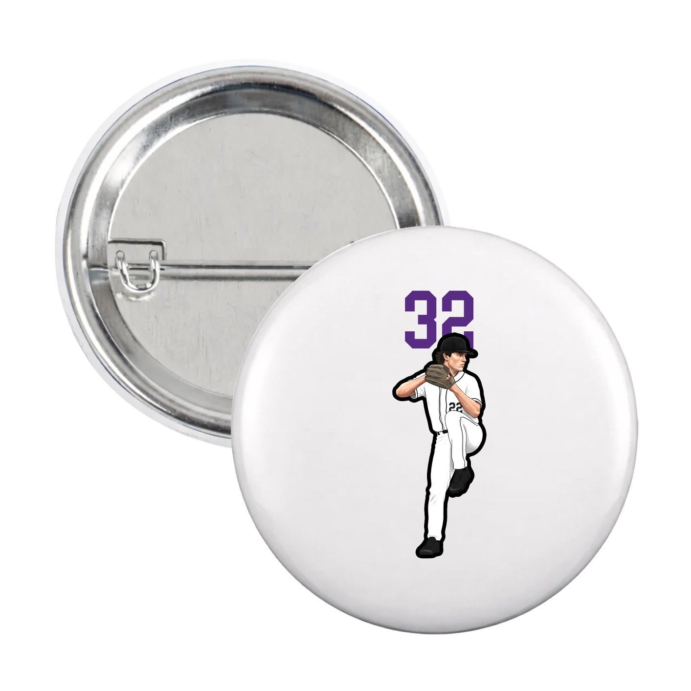 Game Day Button — Number Top in White