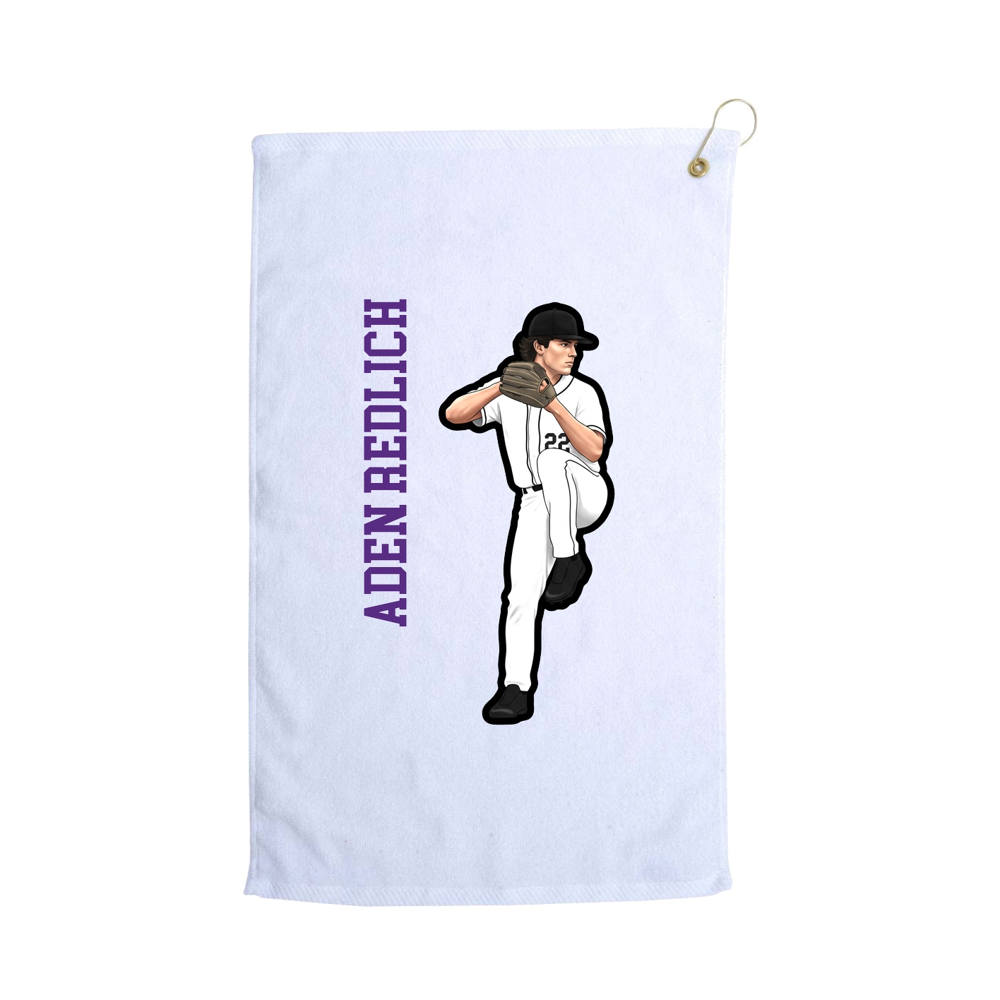 Golf Towel — Name Vertical in White