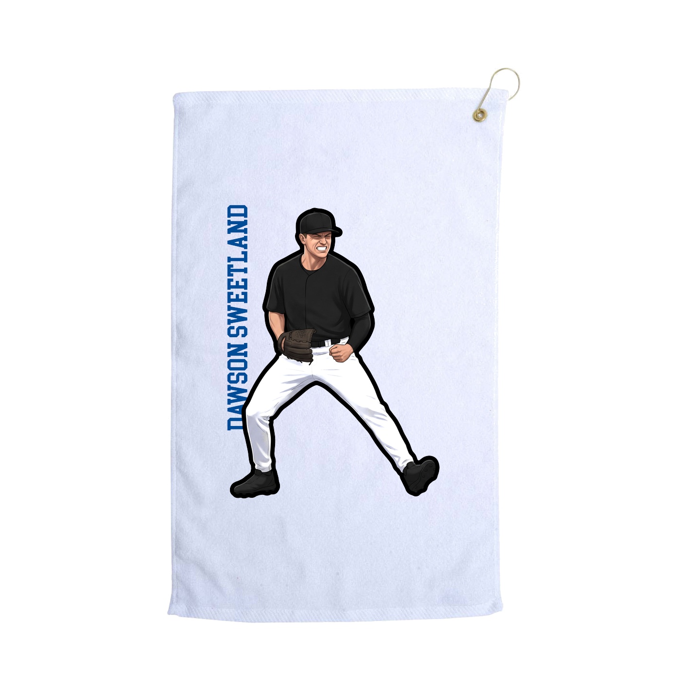 Golf Towel — Name Vertical in White