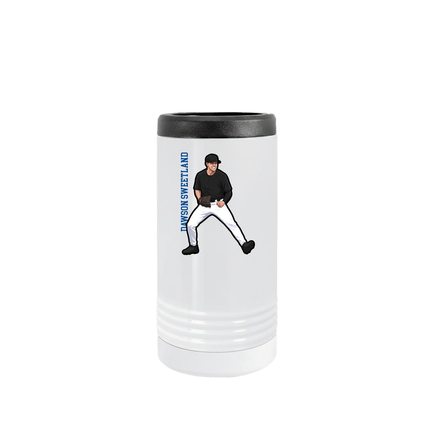 Slim Beverage Holder — Name Vertical in White