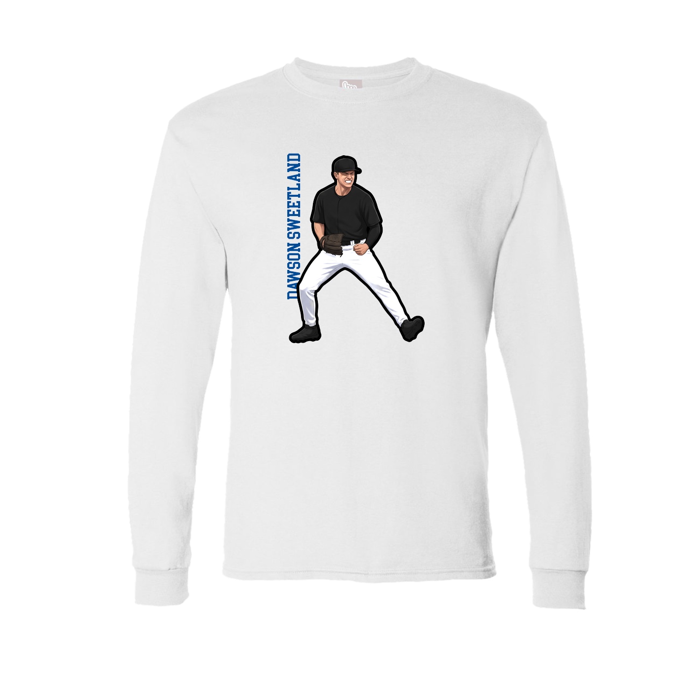 Long Sleeve Tee — Name Vertical in White