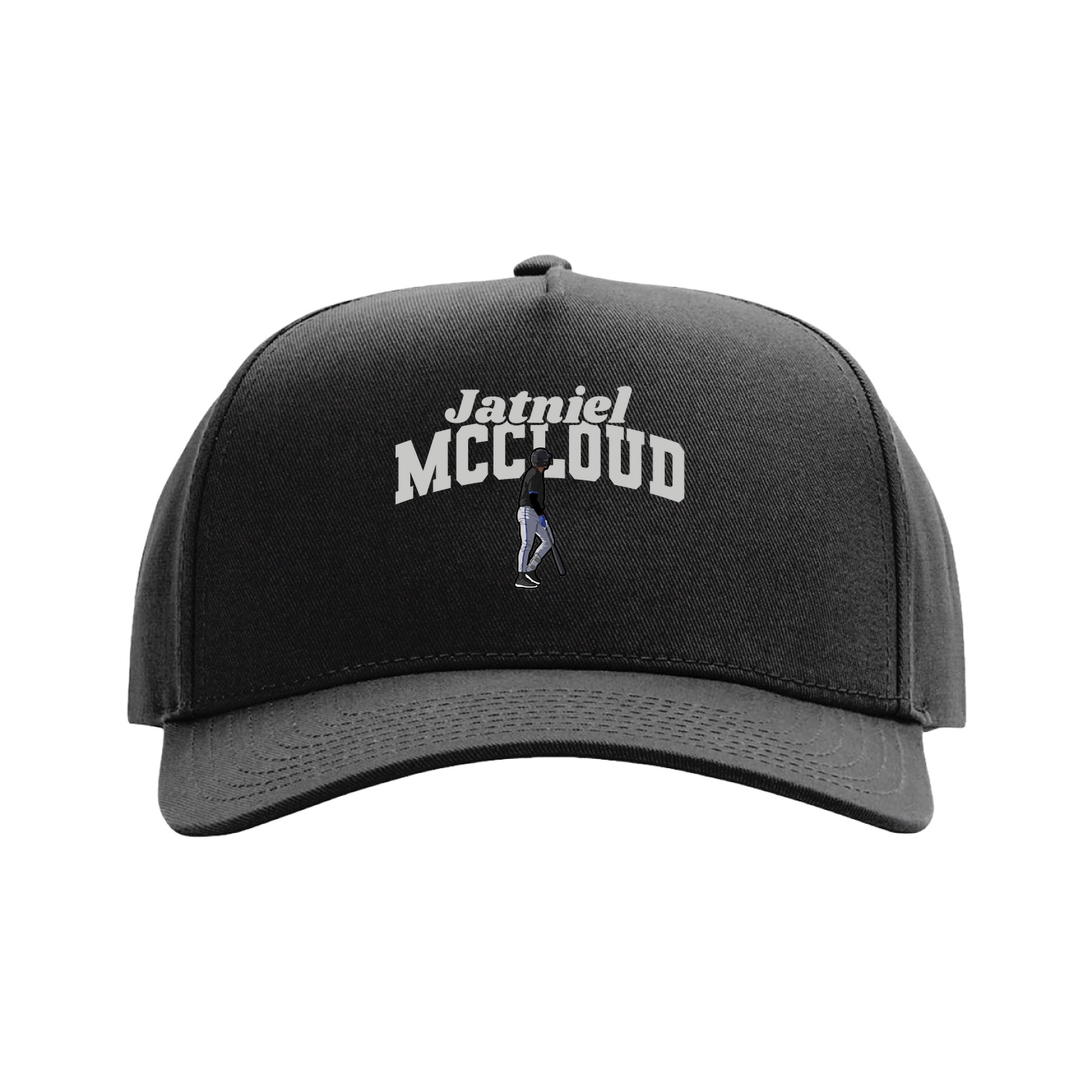 Full Fabric Five-Panel Champ Cap — Signature Arch in Black
