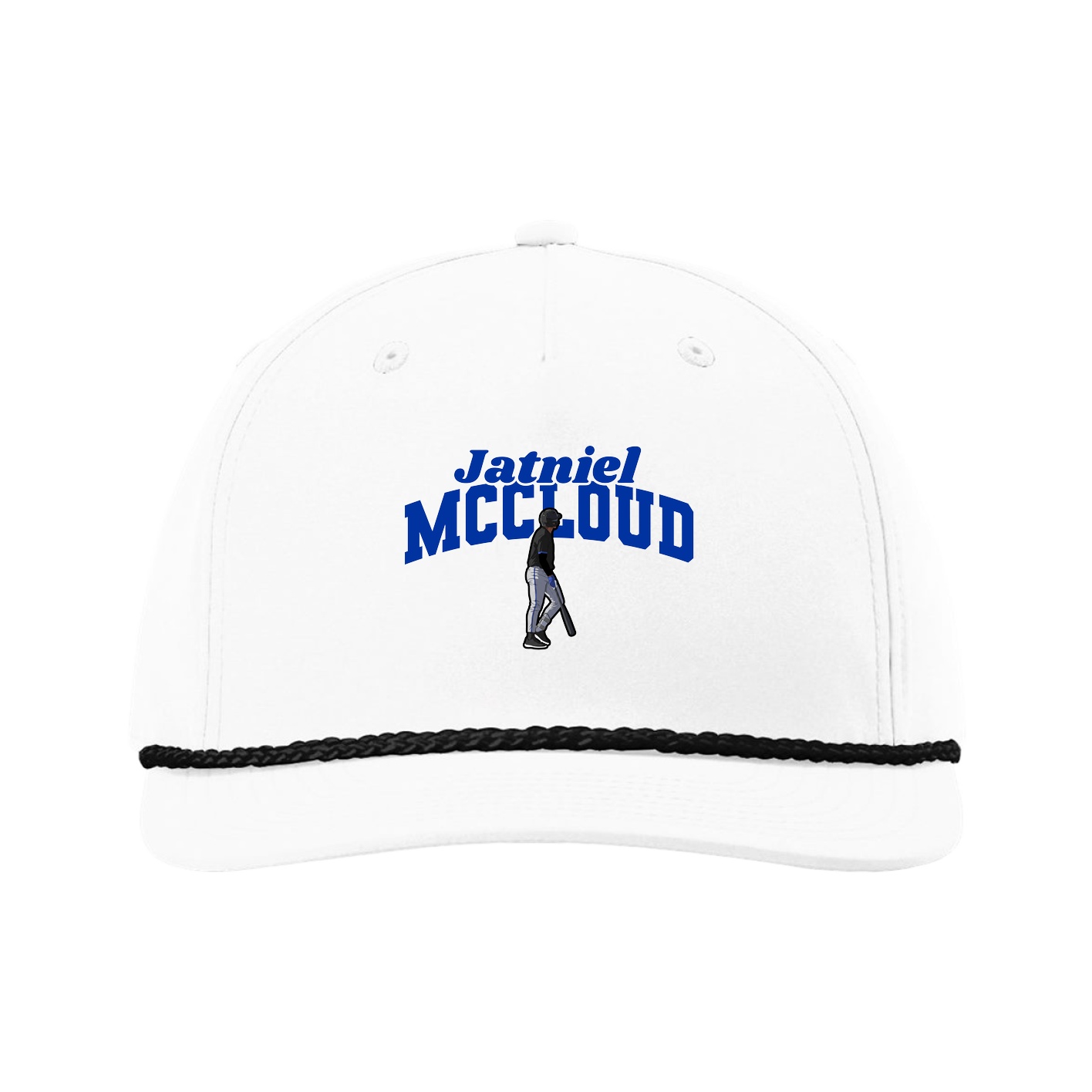Five-Panel Classic Rope Cap — Signature Arch in White