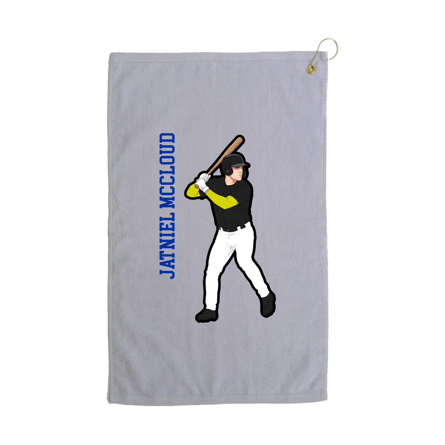 Golf Towel — Name Vertical in Grey