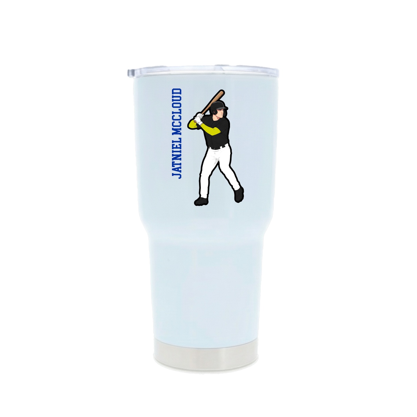 30oz Stainless Steel Tumbler — Name Vertical in White