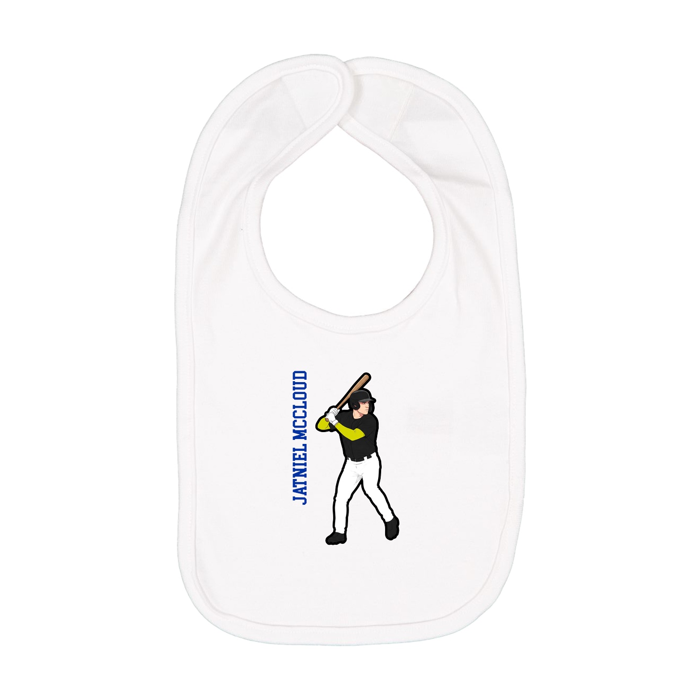 Infant Bib — Name Vertical in White