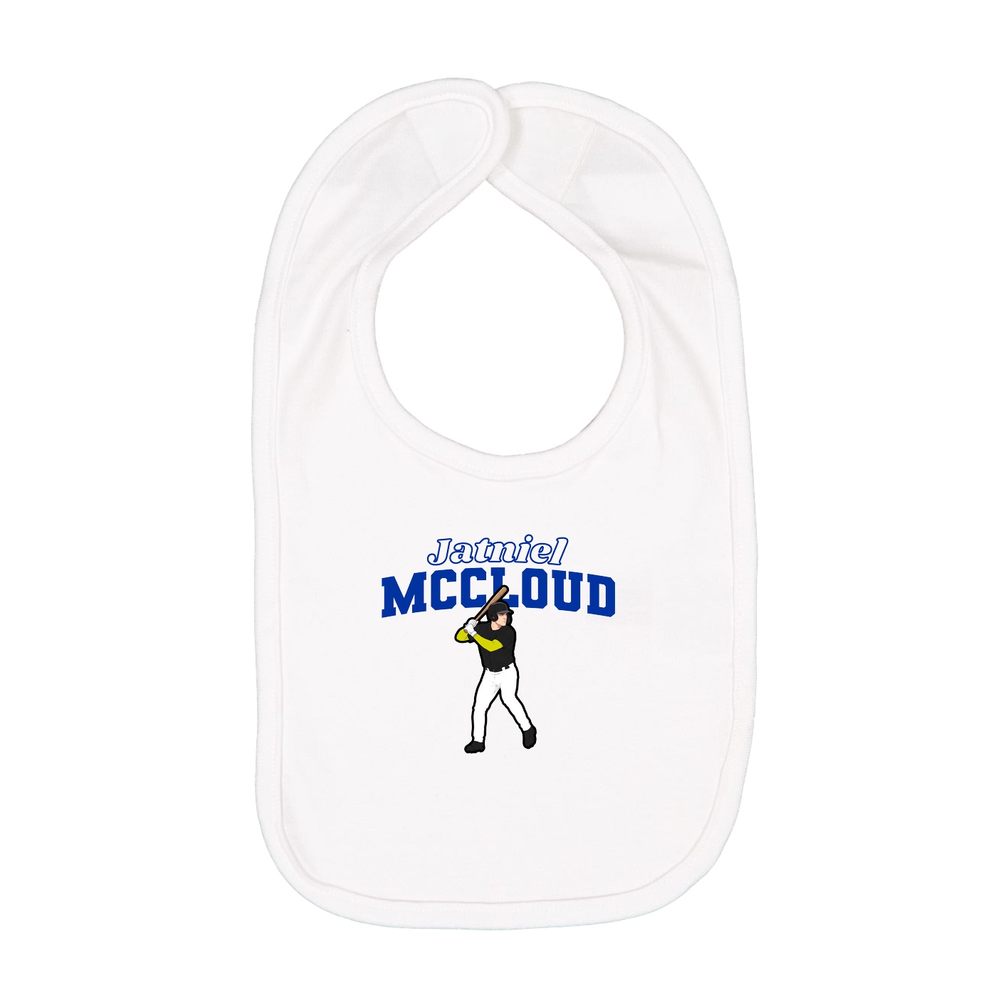 Infant Bib — Name Arch in White