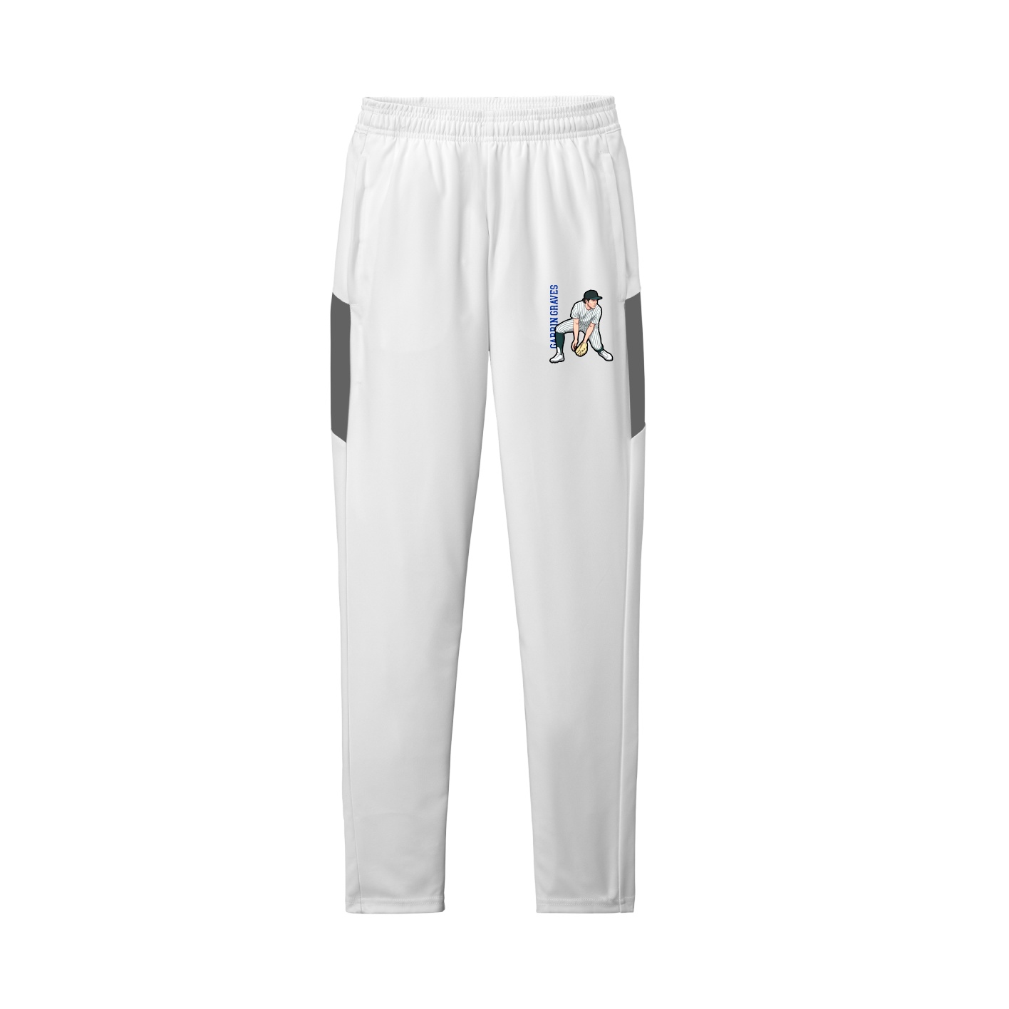 Team Travel Pant — Name Vertical in White/Grey