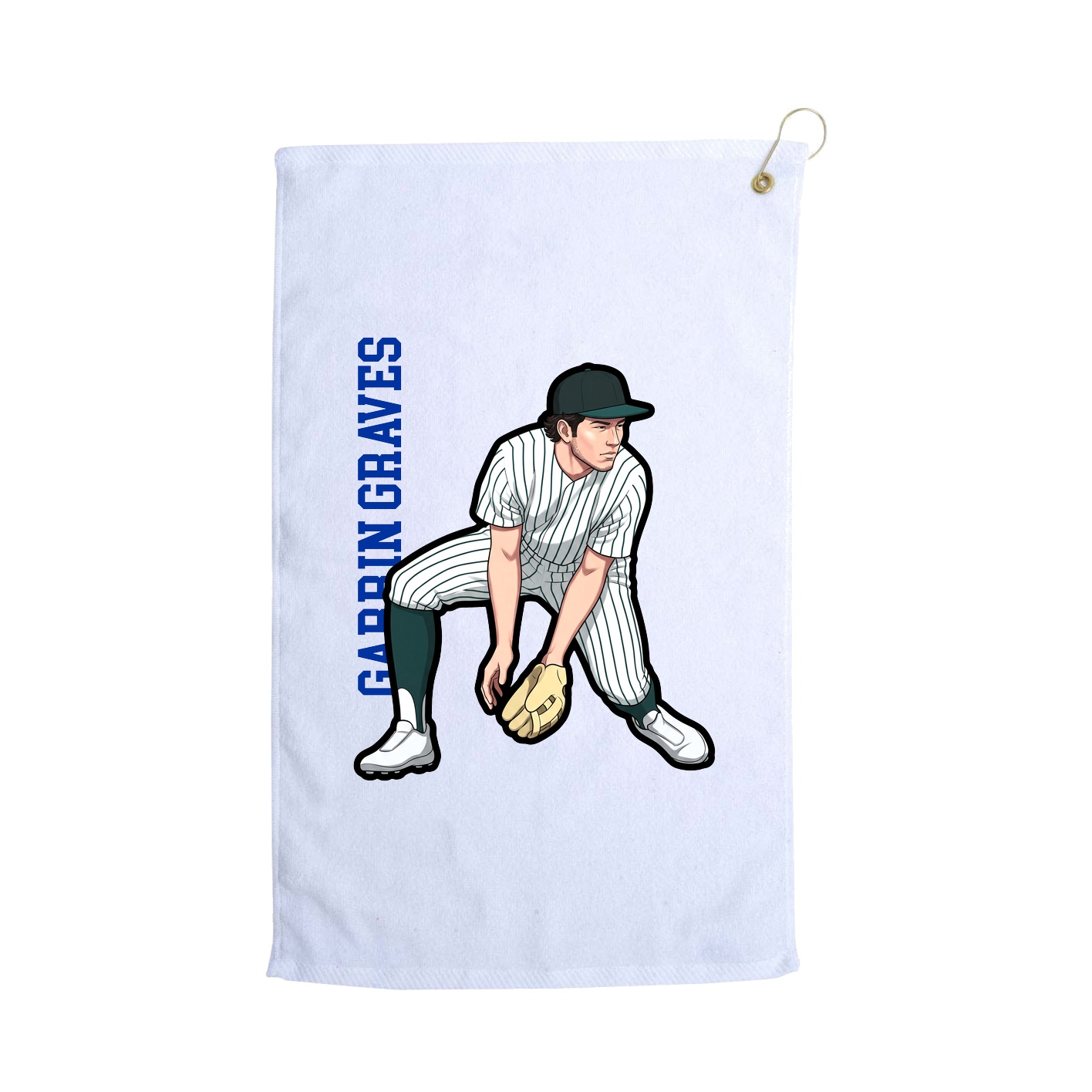 Golf Towel — Name Vertical in White