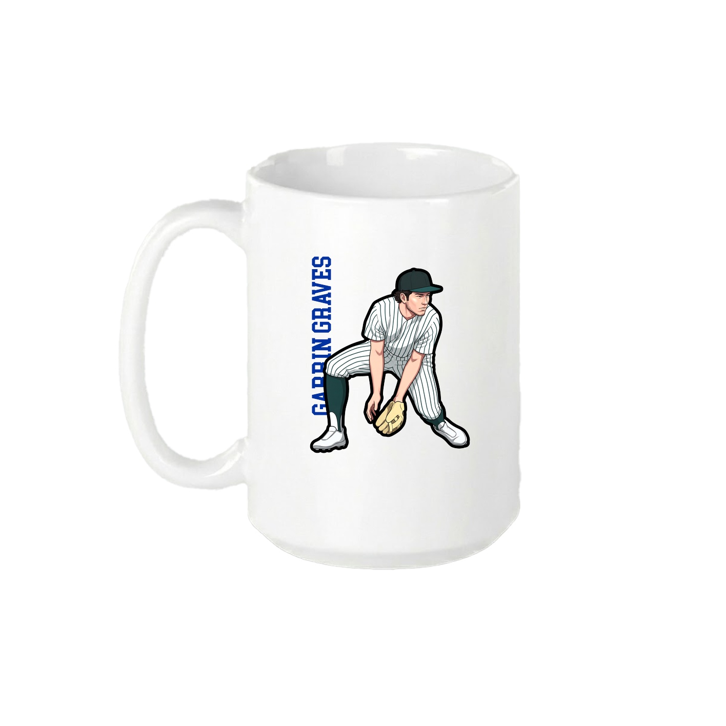 15oz Coffee Mug — Name Vertical in White