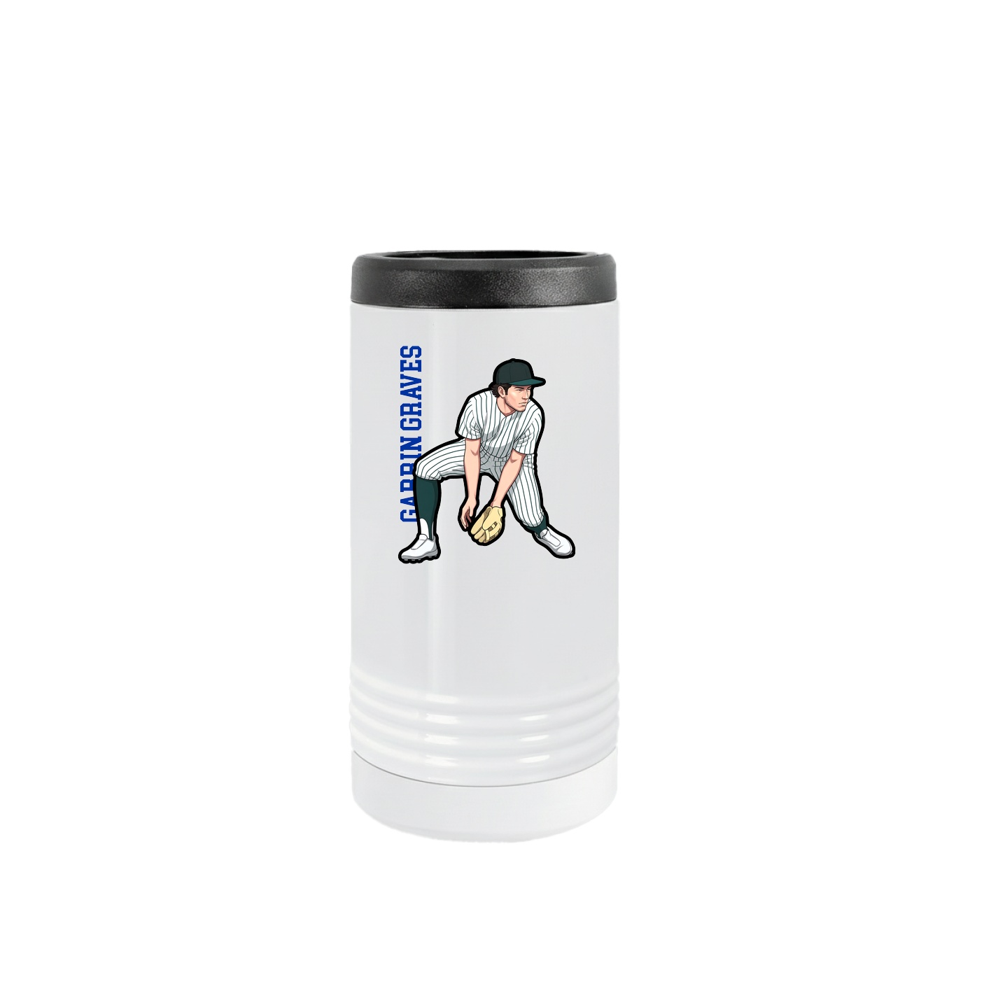 Slim Beverage Holder — Name Vertical in White